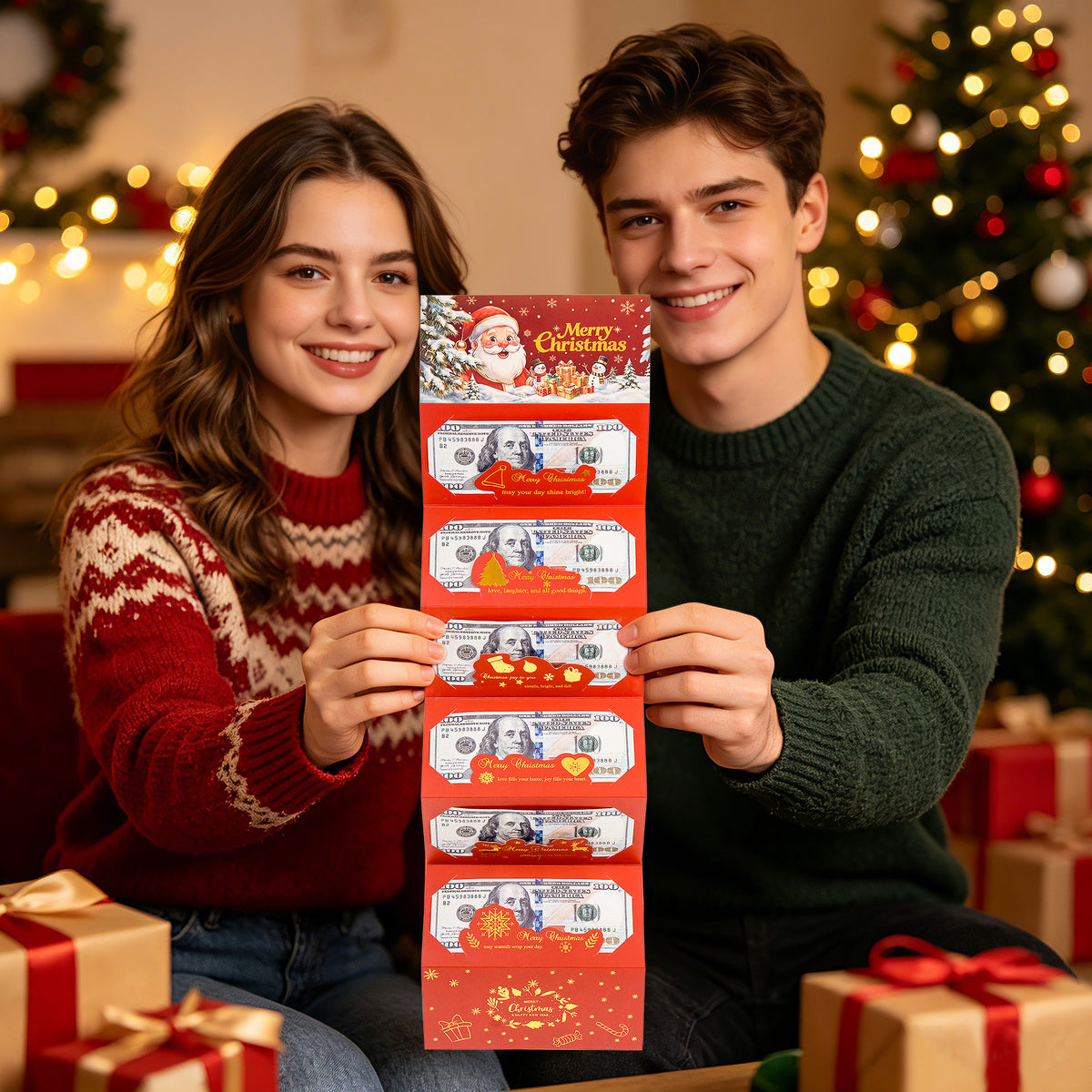Red Christmas Money Holder Set