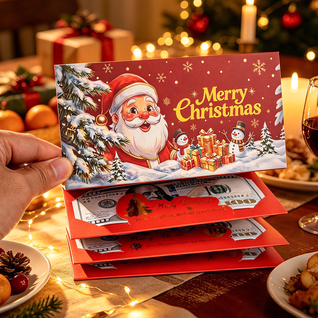 Red Christmas Money Holder Set