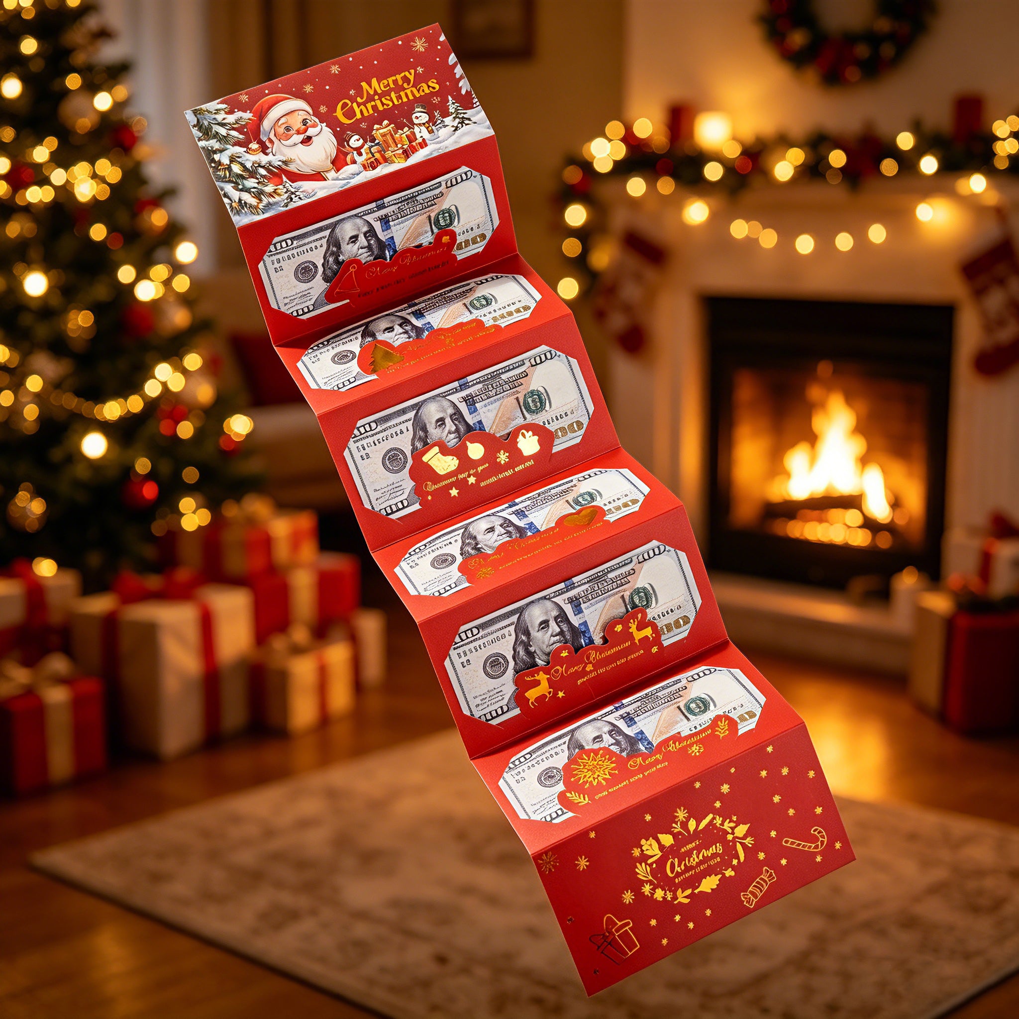 Red Christmas Money Holder Set